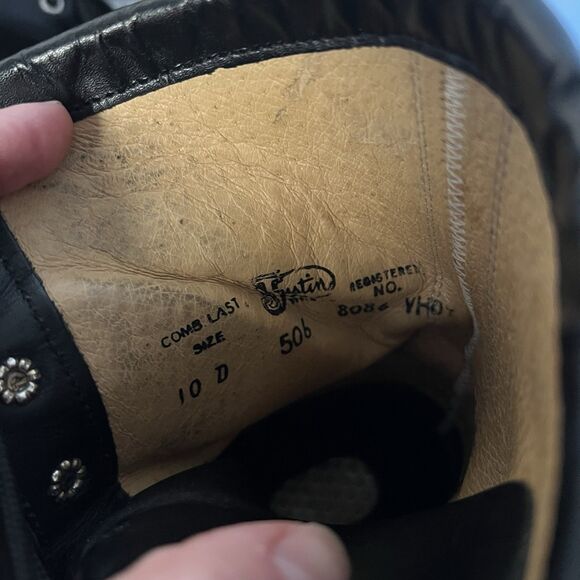 Vintage Justin 506 Black Lace-Up Boots - Picture 8 of 12